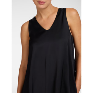 Elena Mirò - Top de raso de viscosa con escote en V - Negro