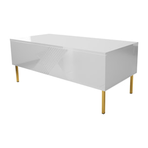 Celeste - table basse - 120 cm - style contemporain - Blanc / Doré