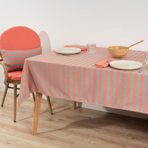 Nappe en tissu jacquard Maglia rayé Orange et Eau