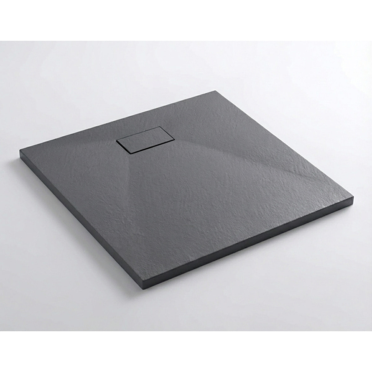 Essential 80x80 cm receveur de douche carré à poser SMC avec surface effet pierre, gris (CERAES8080DG)