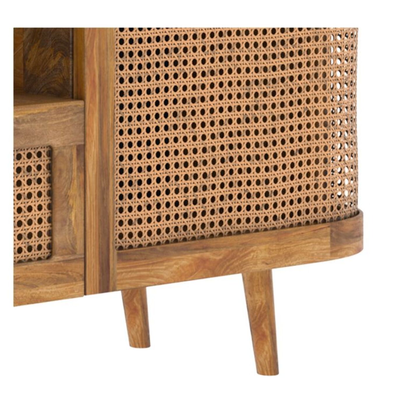 Meuble TV en bois de manguier et cannage 145 cm - Wava