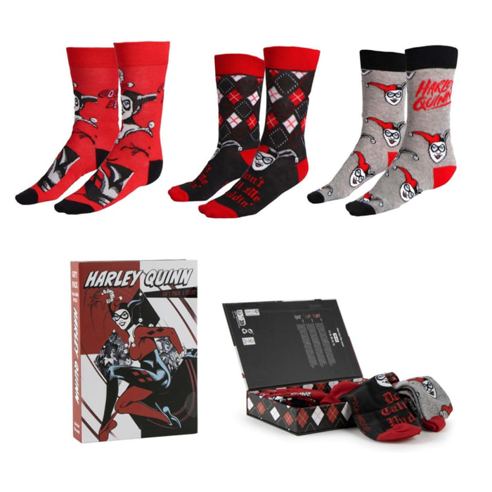 Set 3 Calcetines Harley Quinn - Multicolor - Talla 36-43
