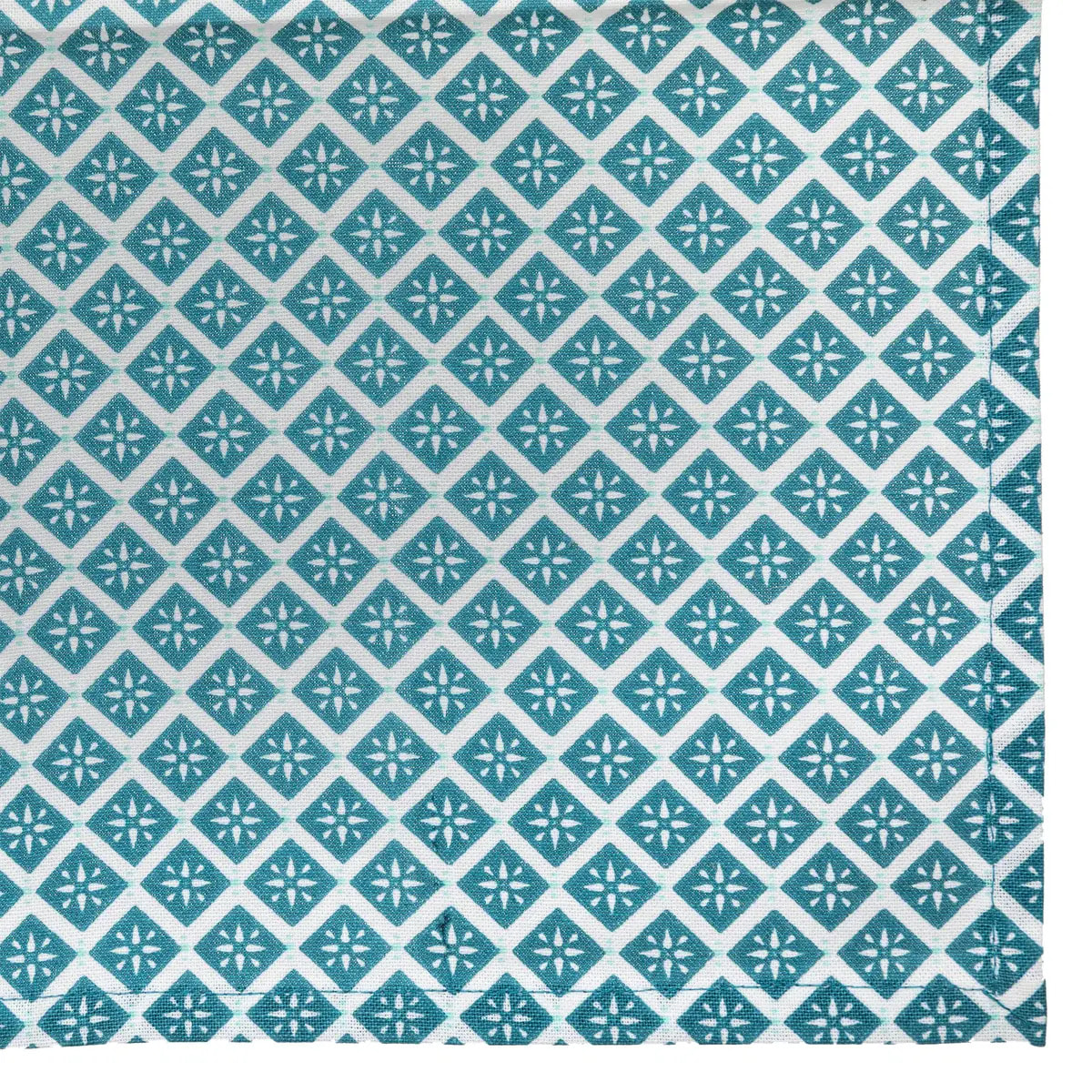 Lot de 4 serviettes de table imprimées "Etnik" - bleu canard - coton 40x40 cm