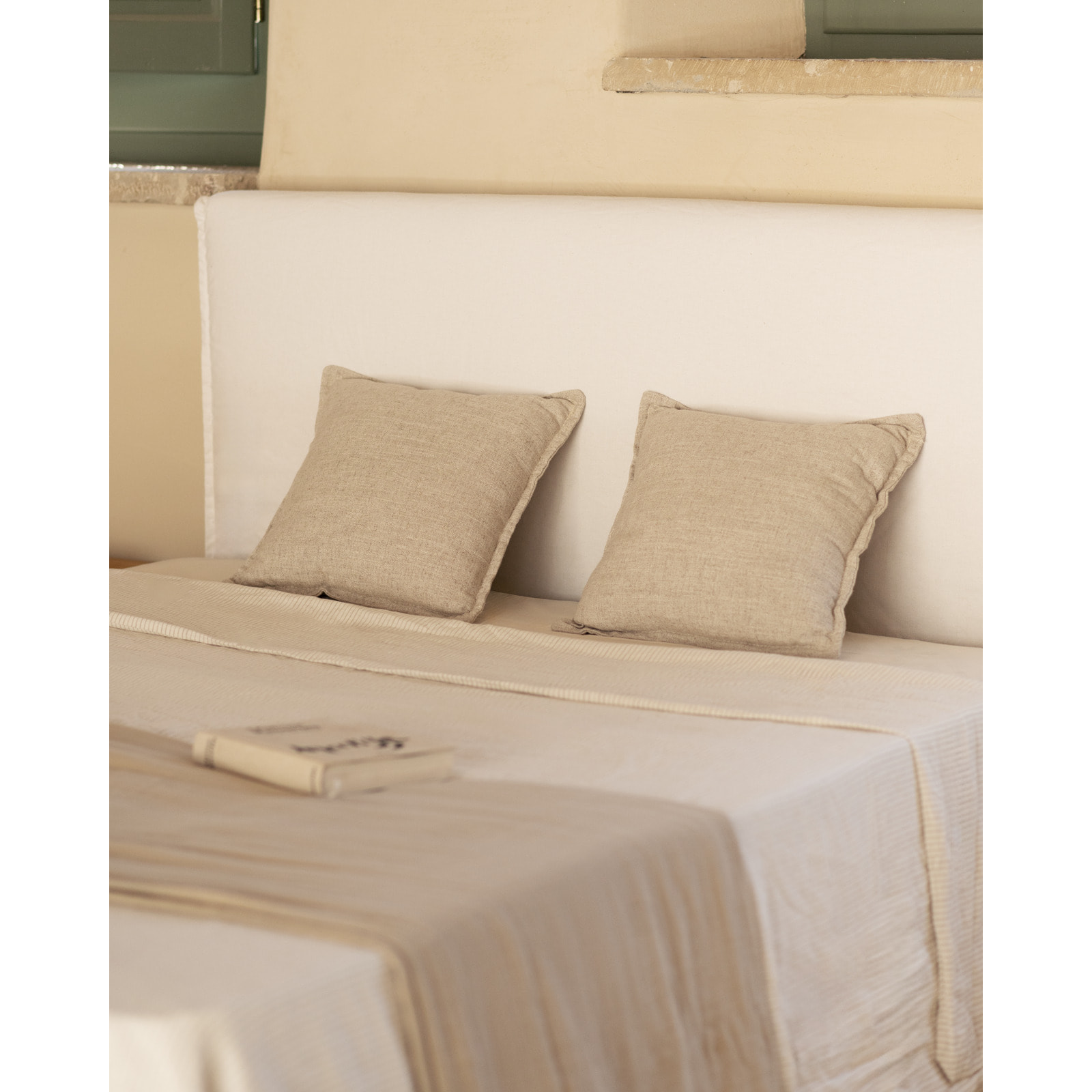 Cama con canapé desenfundable de lino blanco para colchón de varias medidas