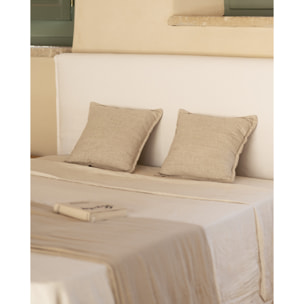Cama con canapé desenfundable de lino blanco para colchón de varias medidas