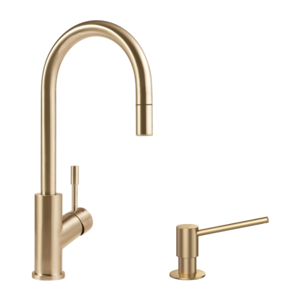 Robinet cuisine Umbrella flex + Distributeur de savon Or mat