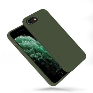 Coque iPhone 7/8/SE 2020 Silicone liquide Vert Foret + 2 Vitres en Verre trempé Protection écran Antichocs