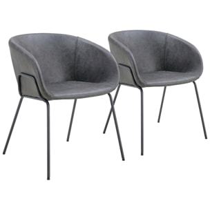 Lot de 2 chaises en simili gris foncé ANDRÉ