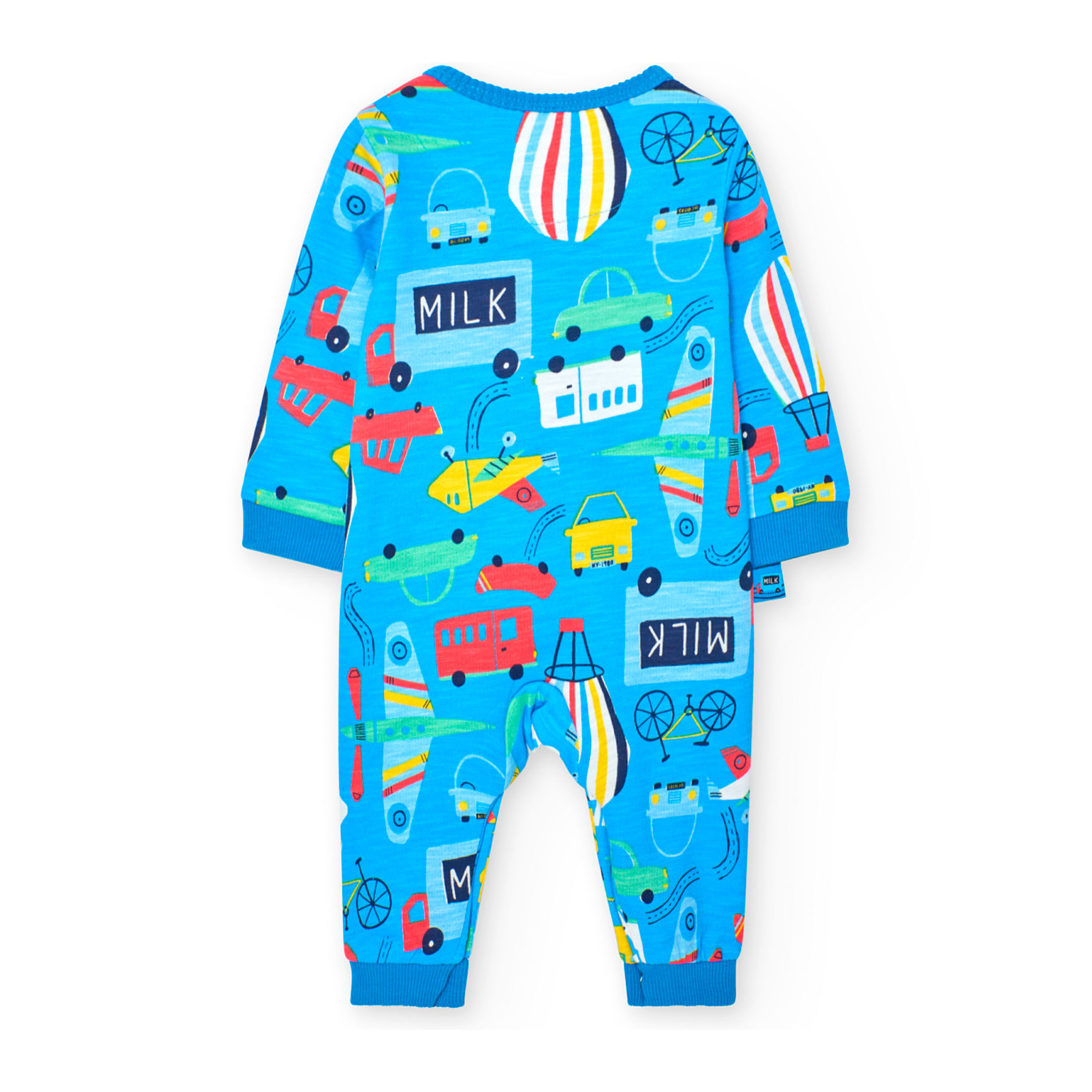 Pelele de felpa flamé recién nacido niño, estampado en, azul