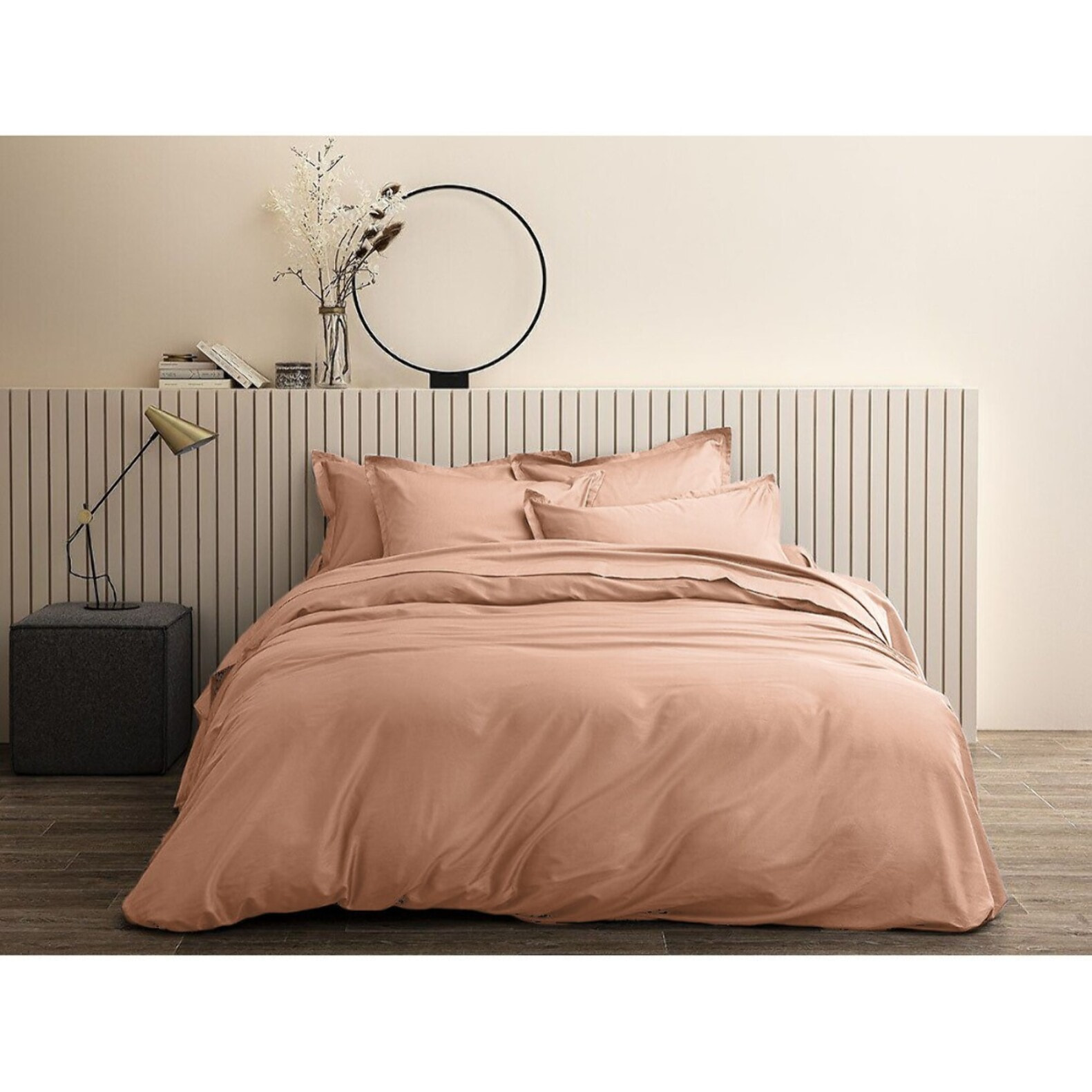 Housse De Couette 100% Satin de Coton lavé 105 Fils Rose