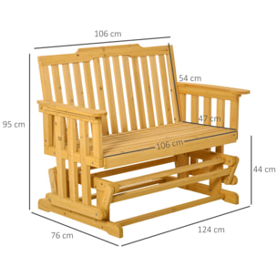 Banc à bascule de jardin 2 places style rural chic bois massif sapin pré-huilé