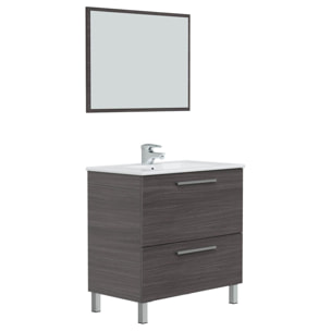 Mueble baño luis 1p1c 80cm gris ceniza con espejo, sin lavabo