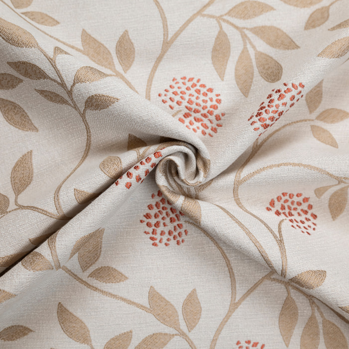 Rideau jacquard polycoton motifs végétaux - Beige