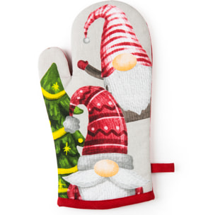 Set torchon avec manique et gant de cuisine Excelsa – Gnomo Friends, Coton Multicolore