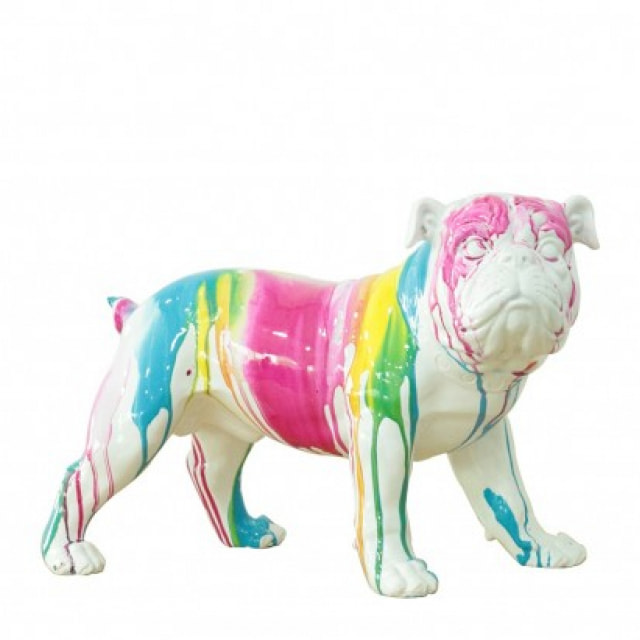 Sculpture chien en résine multicolore H26cm - BILLY