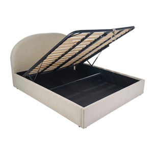 Lit coffre 2 places 160x200 cm en tissu beige OREN