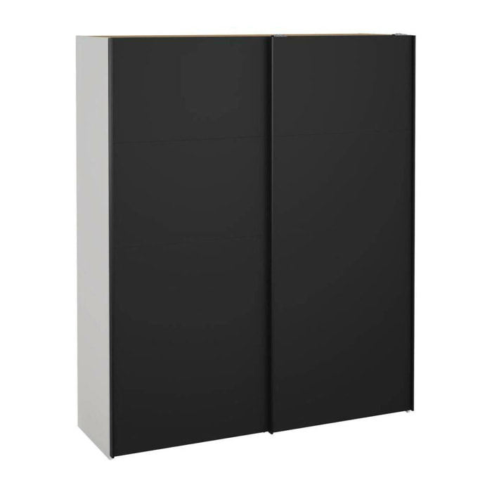 Guardaroba 2 ante Taxus, Mobile camera da letto, Cabina armadio portabiti, Armadio appendiabiti, 182x61 h220 cm, Bianco e Nero