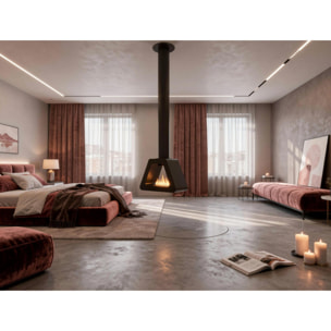 Cheminée éthanol à toit triangulaire en acier