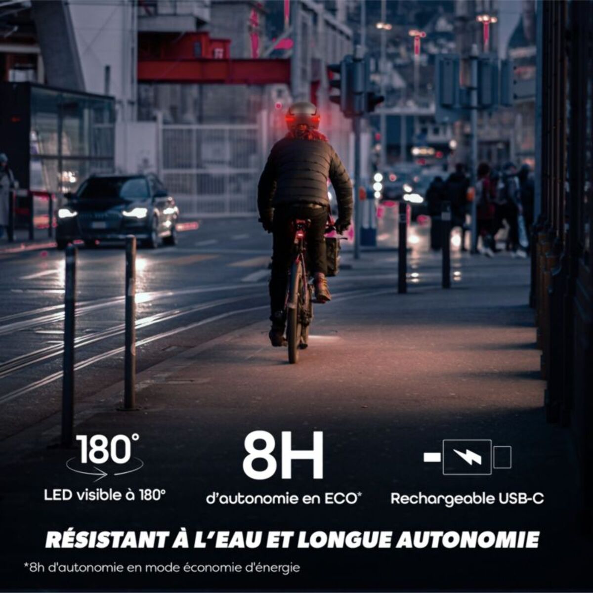 Casque TNB à LED feu de frein auto-taille L gris