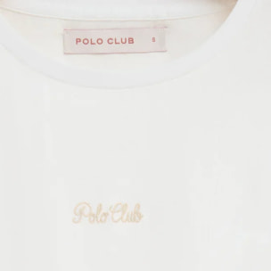 Maglietta bianca a maniche corte regular fit con ricamo Polo Club