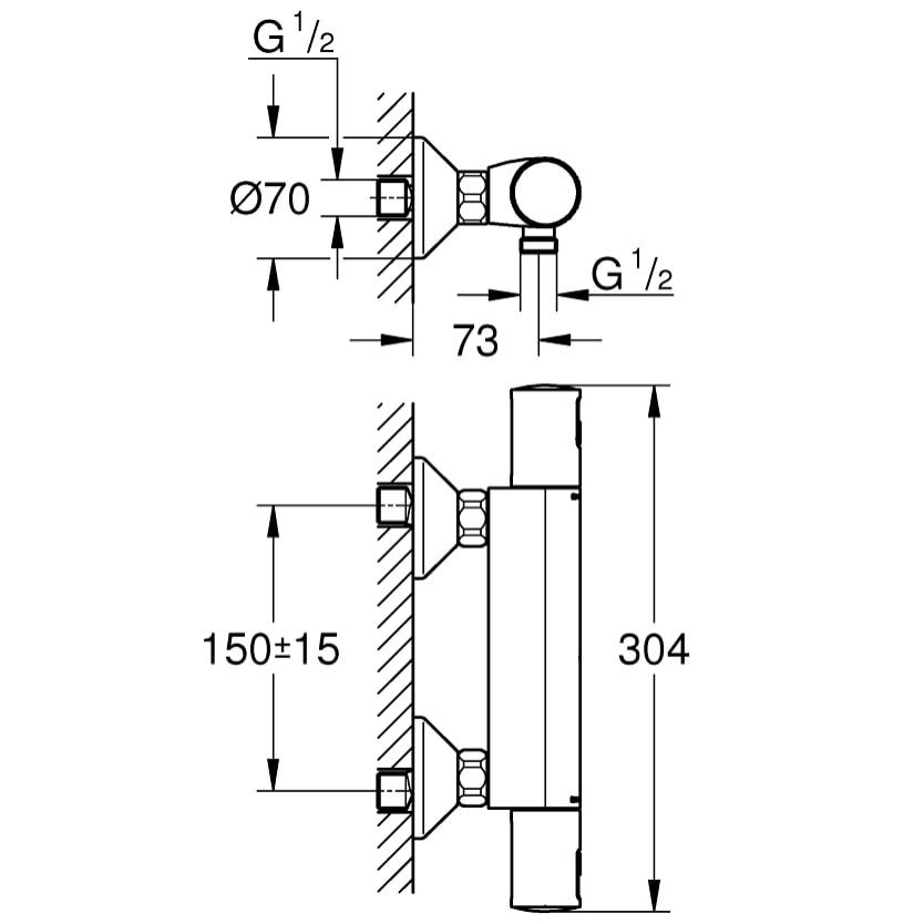 GROHE Precision Start Mitigeur thermostatique Douche Chromé