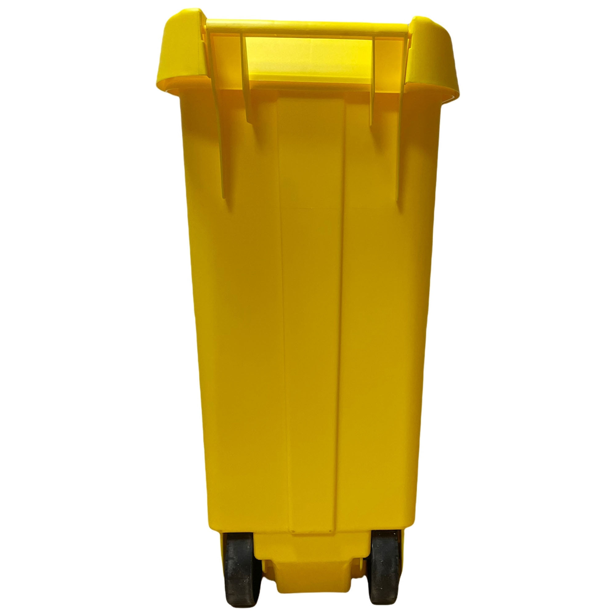 Contenedor - cubo de basura wellhome reciclo 110l, color amarilllo cerrado con tapa, ideal para reciclaje de plásticos, con ruedas