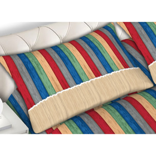 Completo Lenzuola 100% Cotone Disegno Multicolor Beige CN