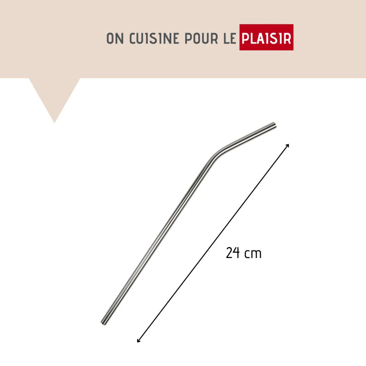Lot de 4 pailles incurvées en inox avec goupillon 24 cm Fackelmann Bar Concept