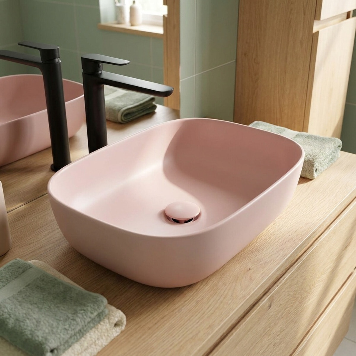 Vasque à poser 45,5 x 32,5 cm - rose mat - sans trop-plein - SAT Infinitio
