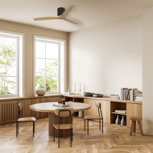 Forlight Ventilador de Techo Exterior IP44 - Motor DC Silencioso, 132 cm, Madera Oscura, 6 Velocidades, Mando a Distancia, Ideal para Terrazas y Baños Grandes