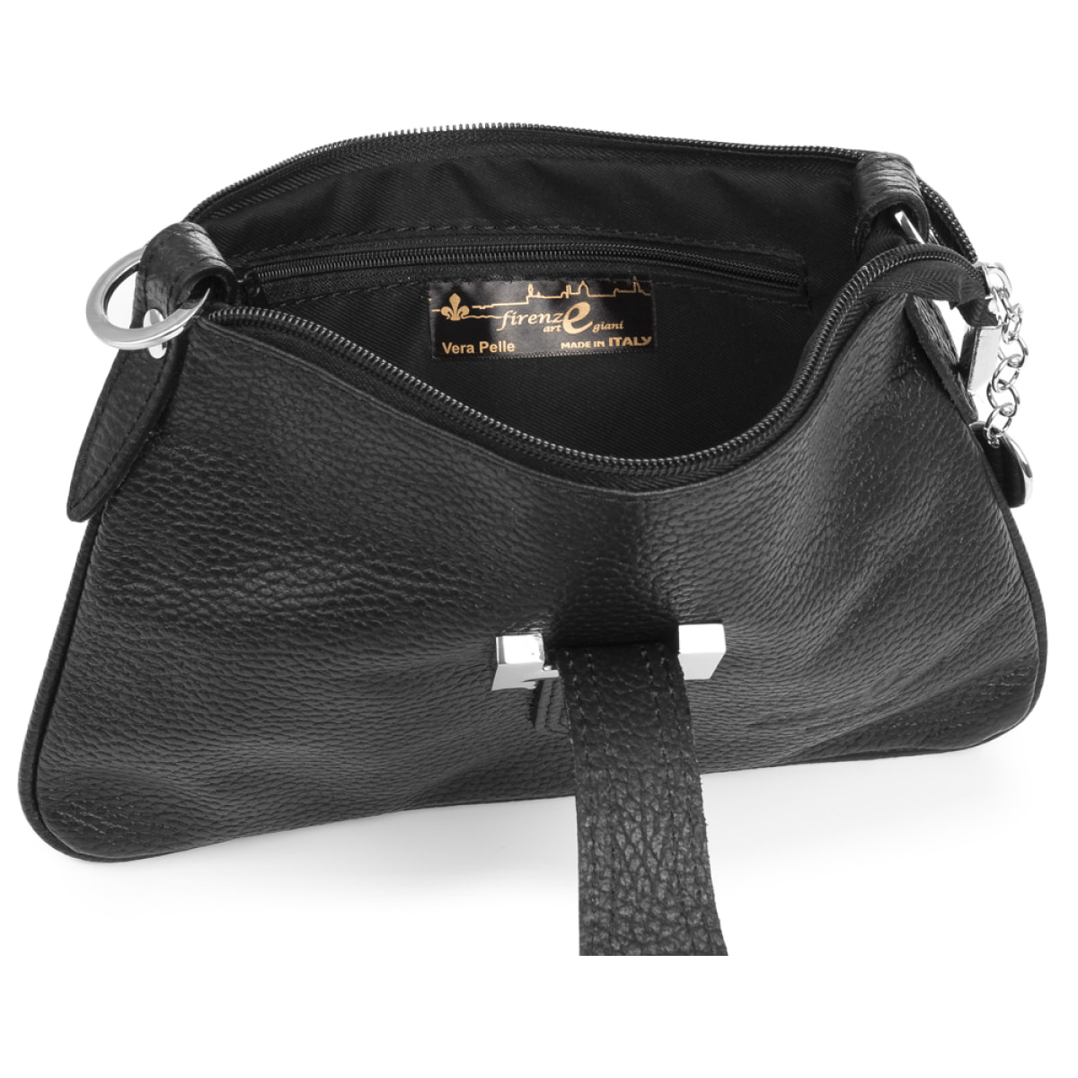 FIRENZE ARTEGIANI Borsa a Spalla da Donna Allerona. Vera Pelle Dollaro Made in Italy 24x2x14 Cm. Colore nero