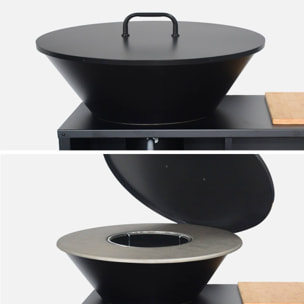 Brasero barbecue Ø80cm, desserte avec espaces de rangement, couvercle et ustensiles STROMBOLI