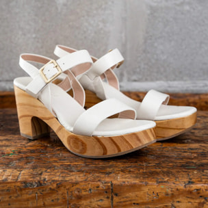 Sandalias con tacón S3272 NAPPA CREAM/ ST.LAURENT SANDAL color Cream