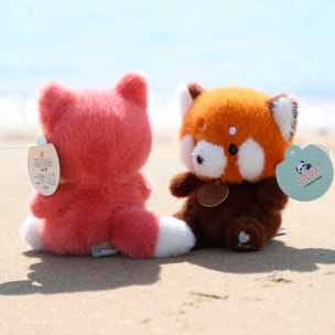 Peluche extra morbido e soffice. Design panda rosso. 17 cm.