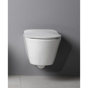 Pack WC Bâti-support autoportant, WC sans bride Lucco Avva, Abattant softclose, Plaque Chrome