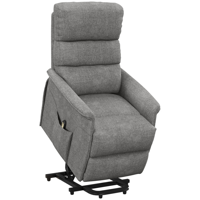 Sillón Relax Reclinable Eléctrico Sillón Levanta Personas con Mando a Distancia y Bolsillo Lateral Sillón Elevador para Salón Dormitorio Gris