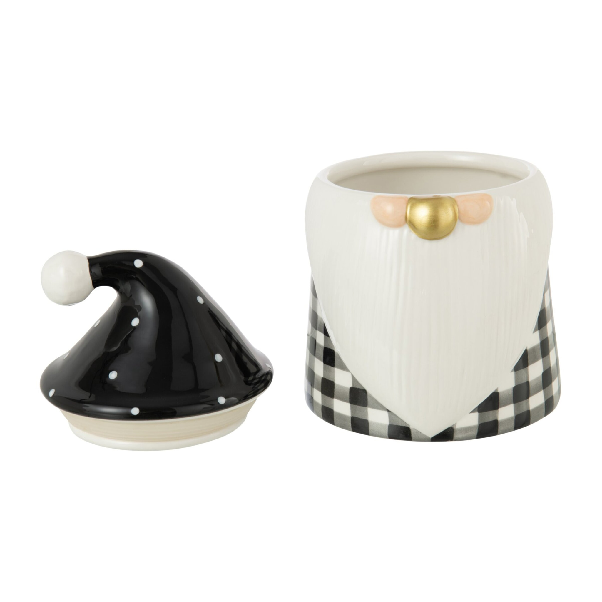 J-Line pot de conservation Père Noël Dolomie - céramique - noir/blanc