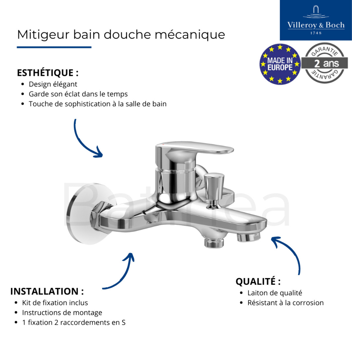 Mitigeur bain douche mécanique O novo Start Chrome