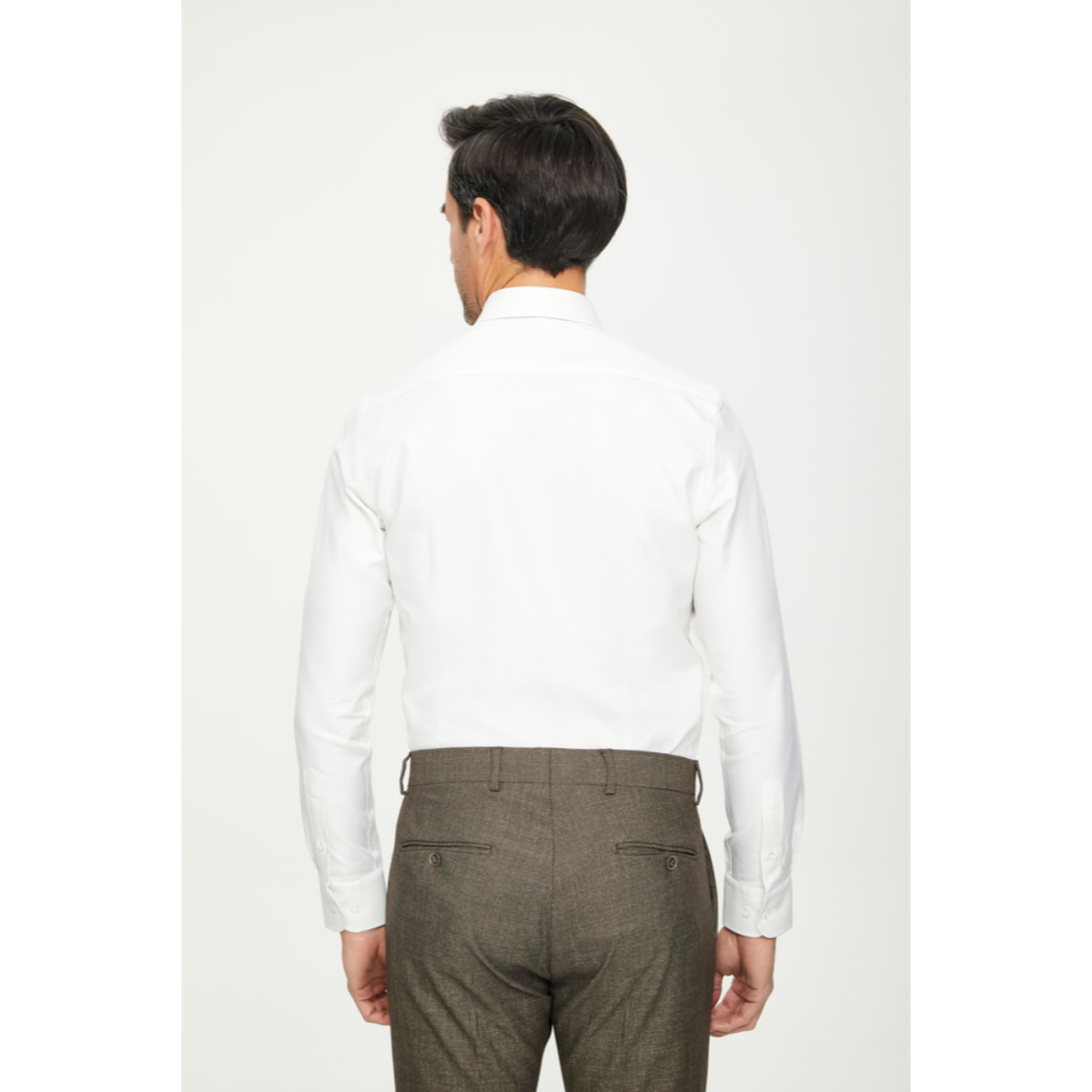 Camicia Uomo 1 Bottone Francese Slim Cotone Unito Bianco