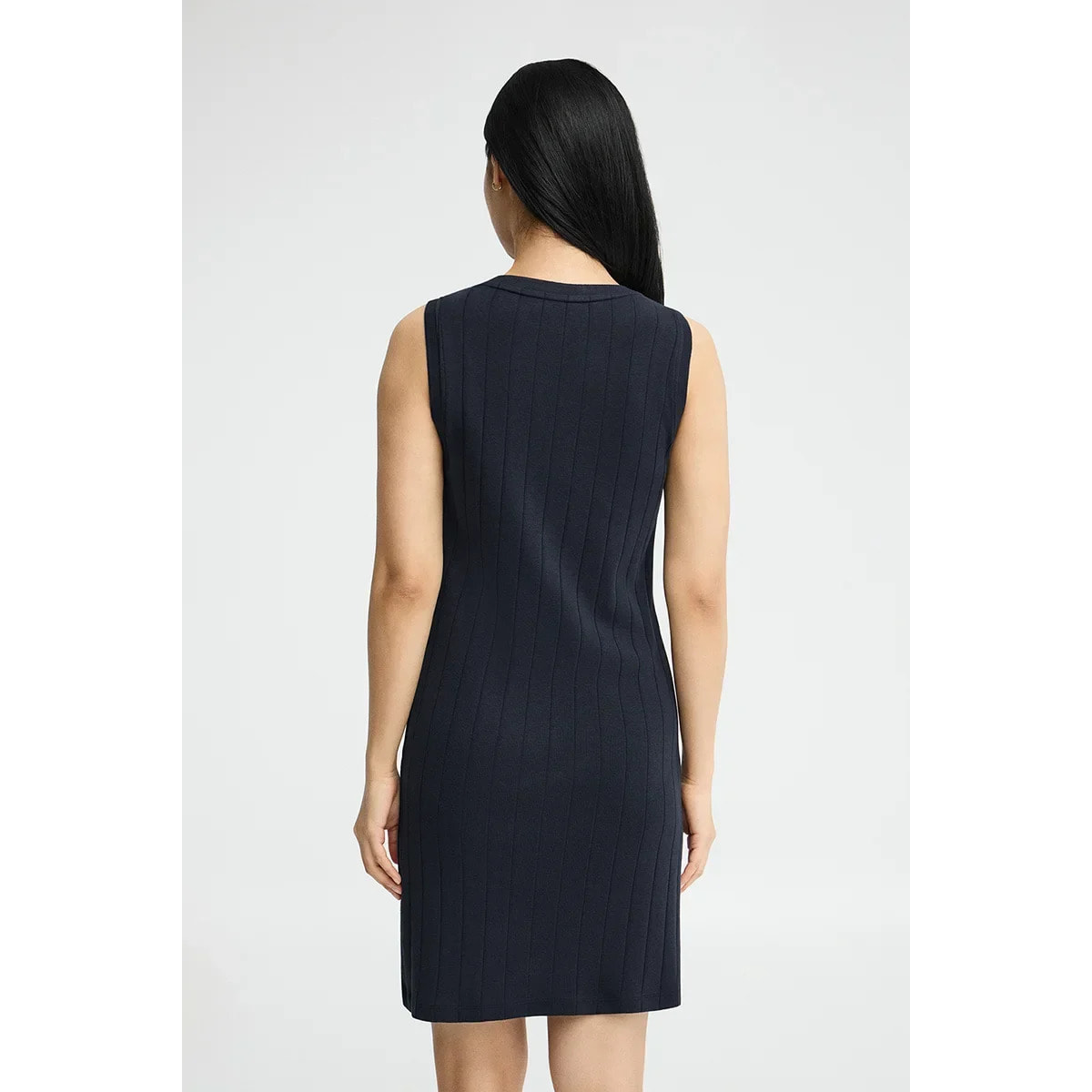 Vestido corto azul marino de canalé con logo Rigby Go