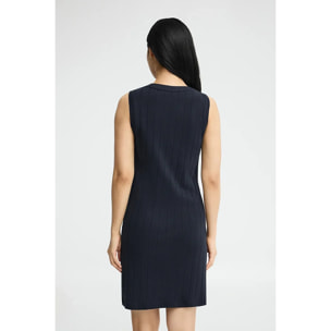 Vestido corto azul marino de canalé con logo Rigby Go