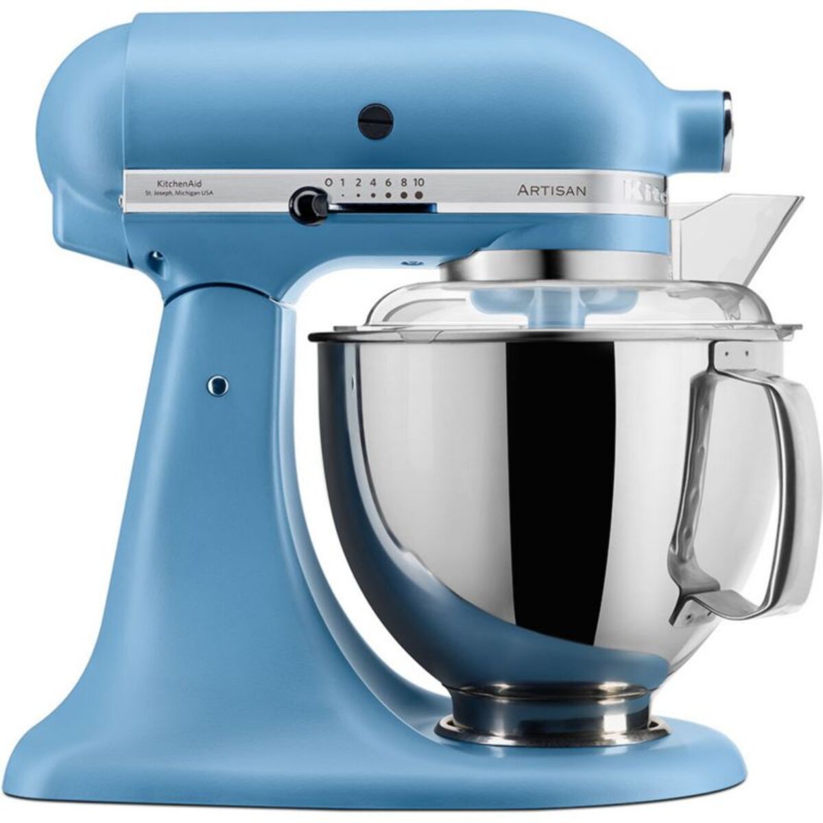 Robot pâtissier KITCHENAID 5KSM175PSEVB bleu velvet, 4,8 L, bol avec poignée + bol 3 L, batteur souple et couvercle