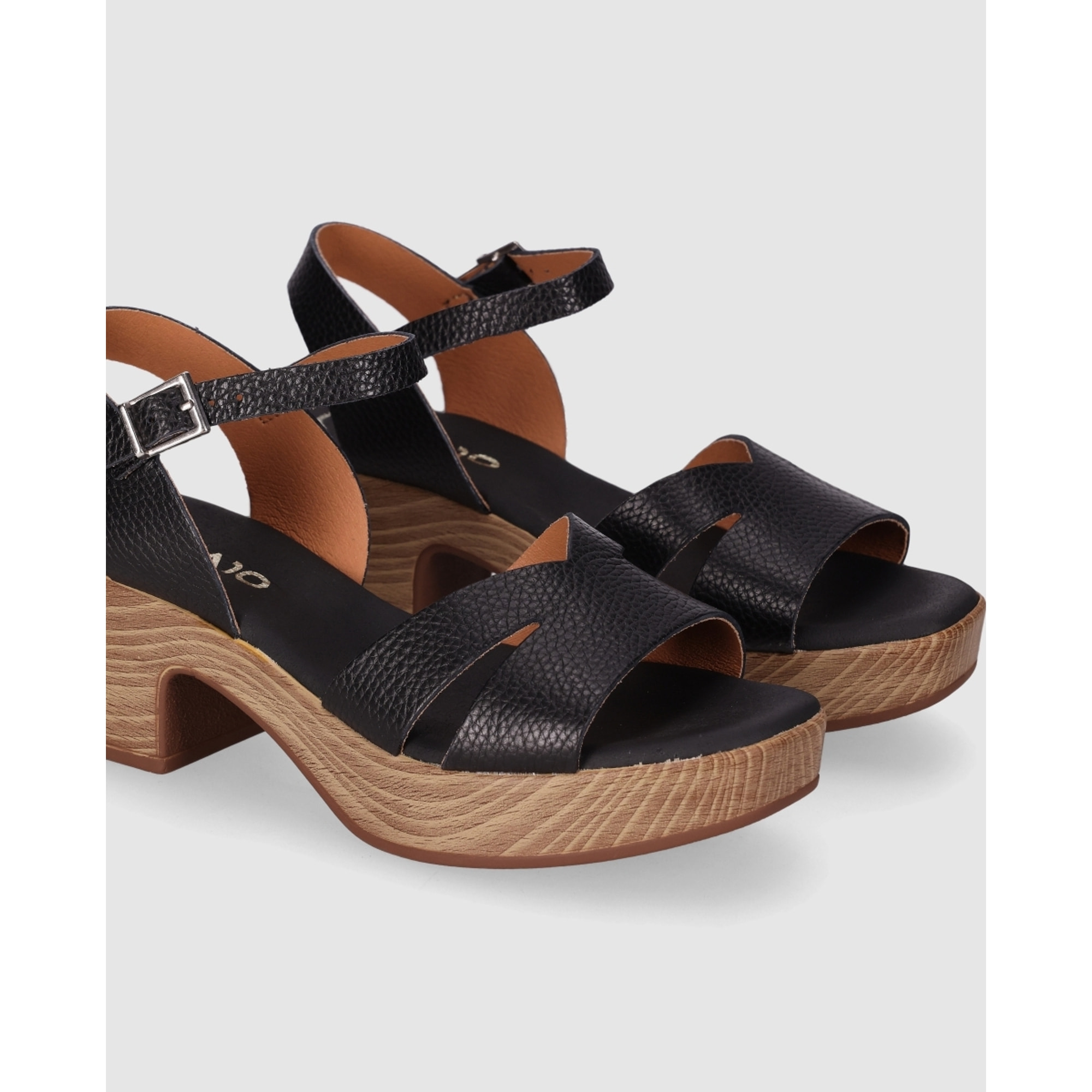 Sandalias de Piel - Negro - Tacón: 4 cm