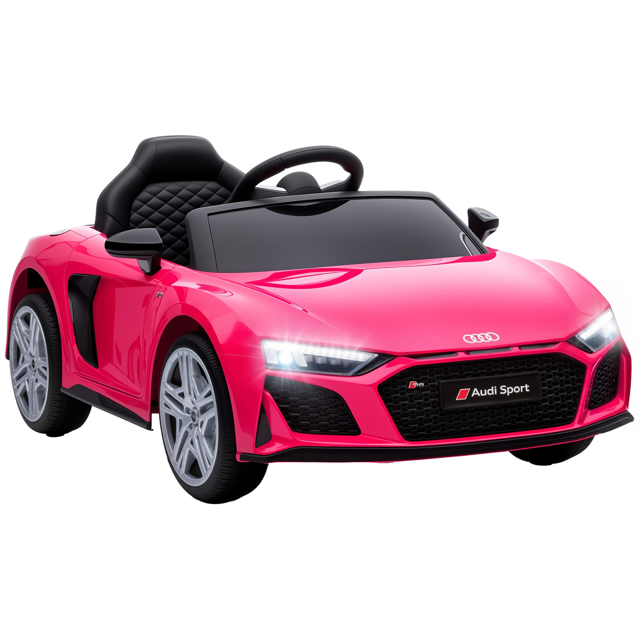 Coche Eléctrico para Niños Audi R8 Spyder Coche de Batería Litio 12V con Mando a Distancia 2,4 G 2 Motores Arranque Suave Suspensión Trasera Música Bocina USB Faros LED +3 Años 3-5km/h Rosa