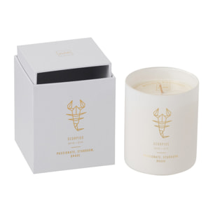 J-Line bougie parfumée Astro Scorpion – Sapphire Amber Tea – blanc - 50H