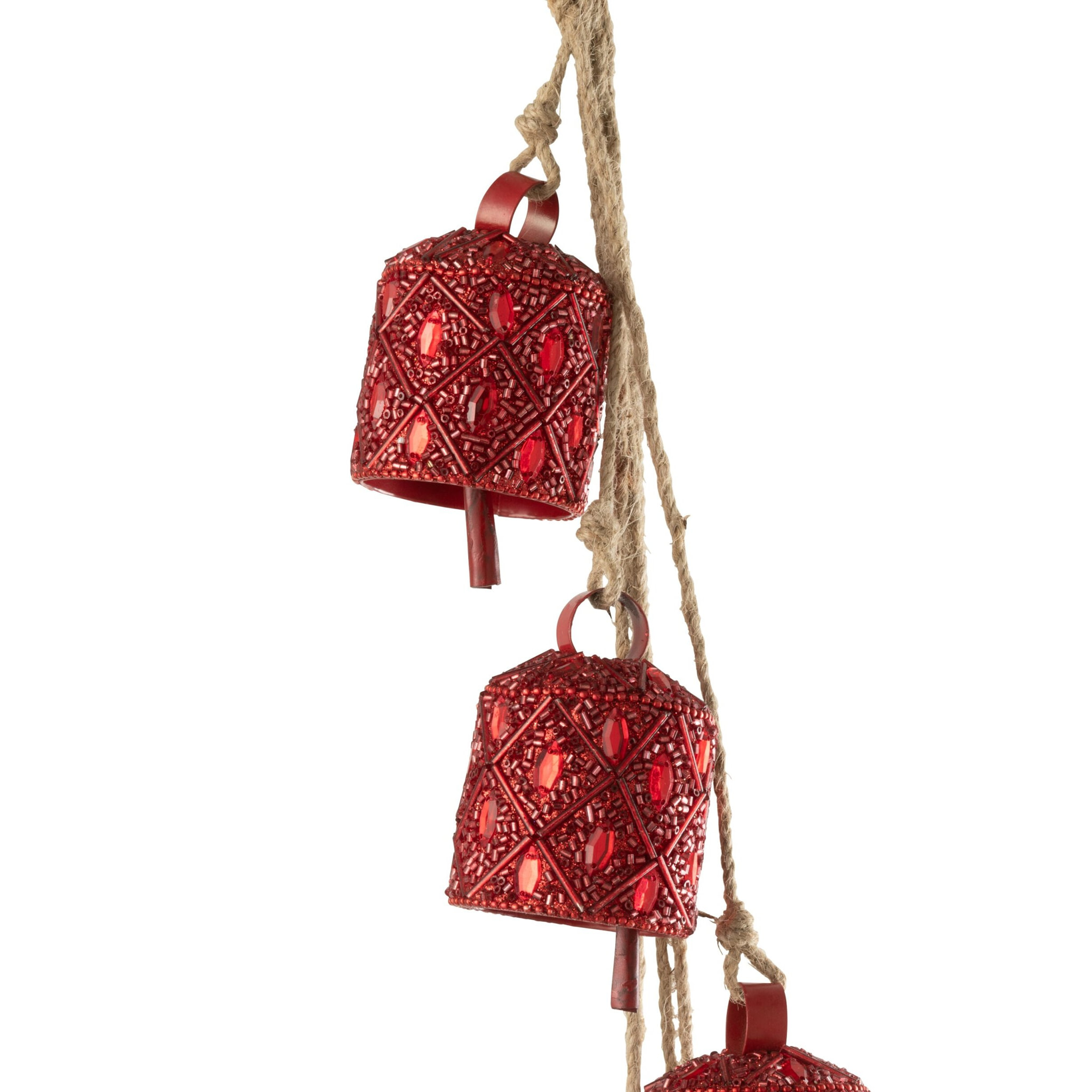 J-Line suspension 7 Cloches Miroir - acier - rouge