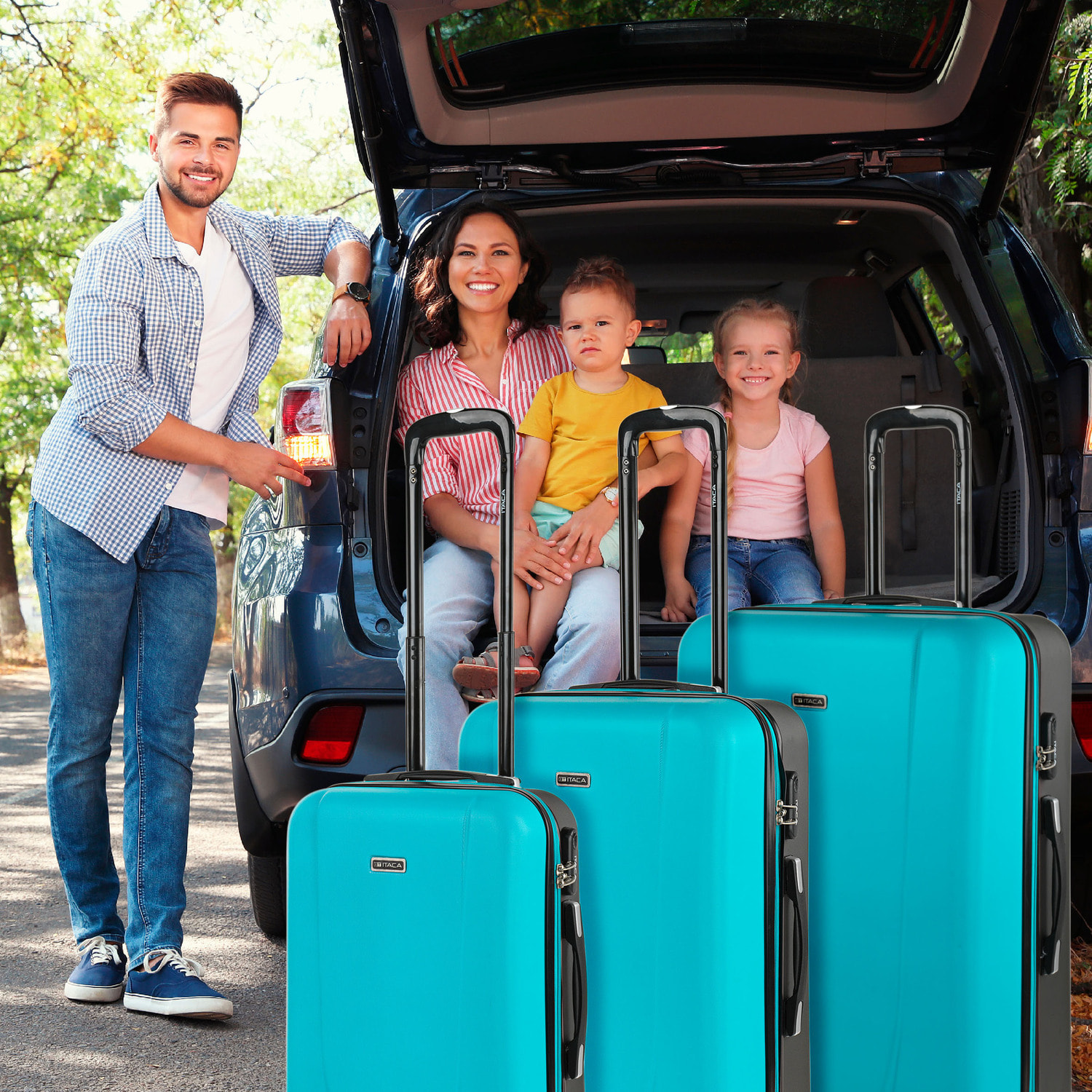 Maleta Itaca Tiber Set De 3 Unidades Turquesa-Antracita