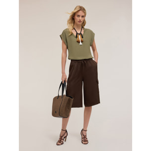 Motivi - Blusa con borde retorcido - Verde militare