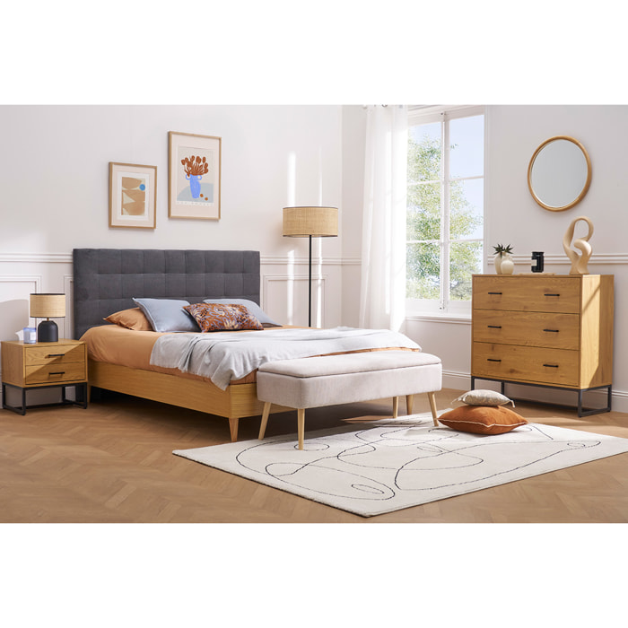 Tête de lit capitonnée en tissu velours taupe L180 cm HALCIONA