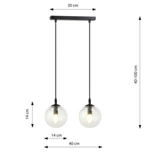 Lampada a sospensione COSMO in acciaio nero e vetro trasparente